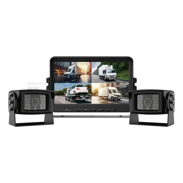 AVK10QT2 10" Heavy Duty AHD Quad View Monitor 1080p 2 Camera Truck Kit With DVR